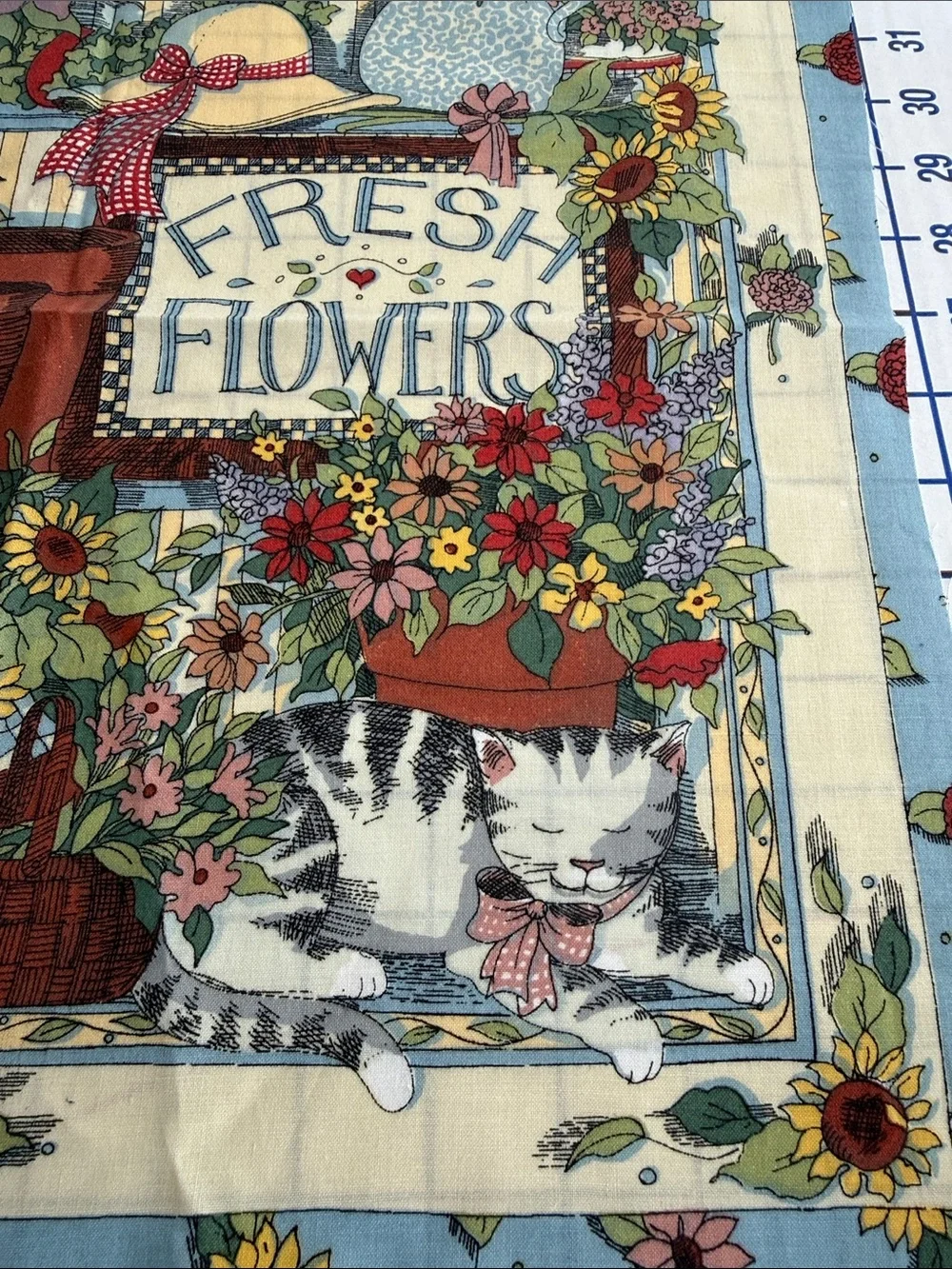 Vintage 1994 Susan Winget Garden Fabric Panels Lot of 3 Country Cottage Floral